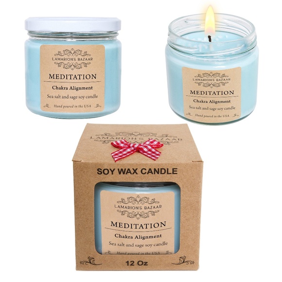 MEDITATION - Sea Salt and Sage - Chakra Alignment with Sea Salt - 100% Soy Wax - Picture 5 of 5